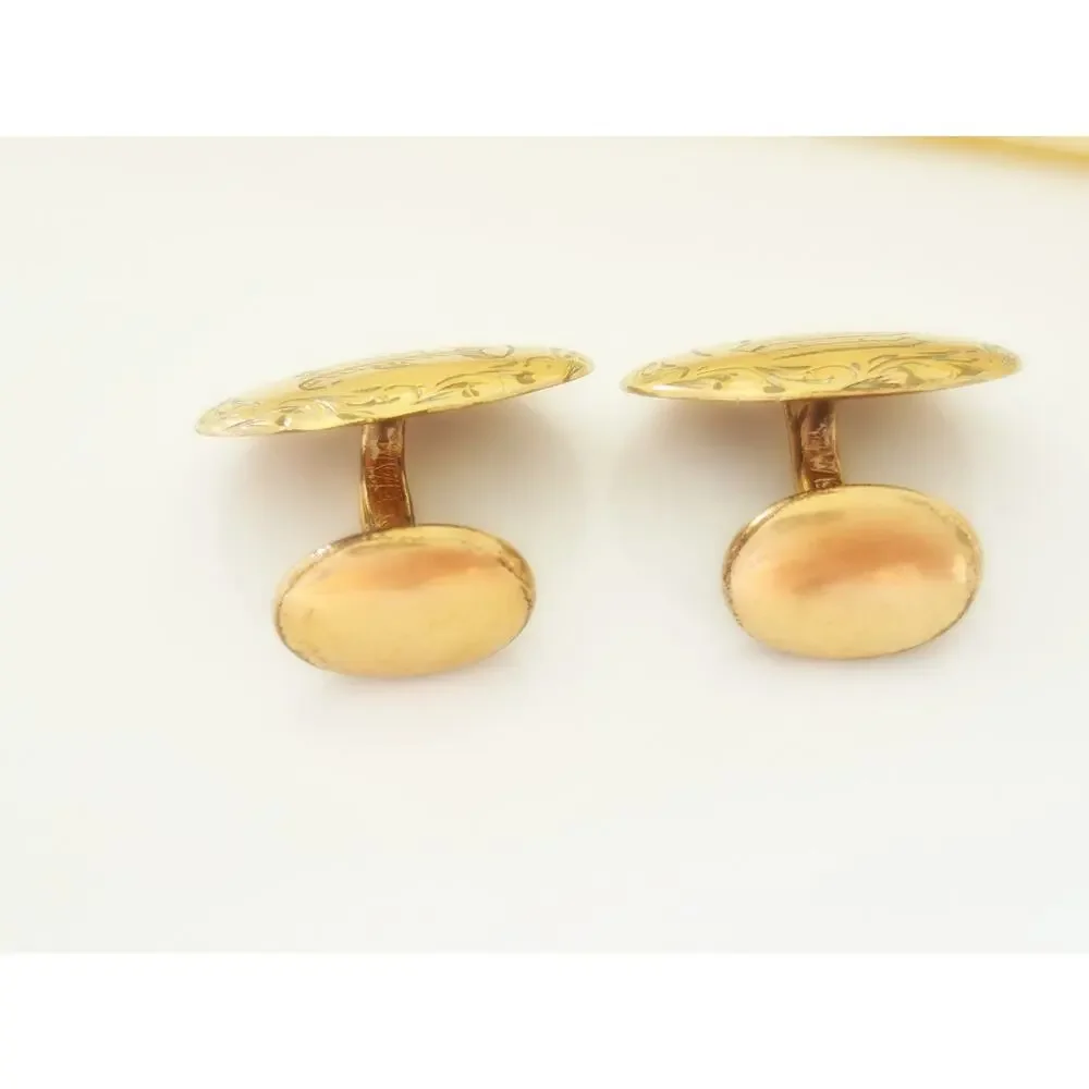 Antique W Letter Monogram Gold-fill Cuff Links